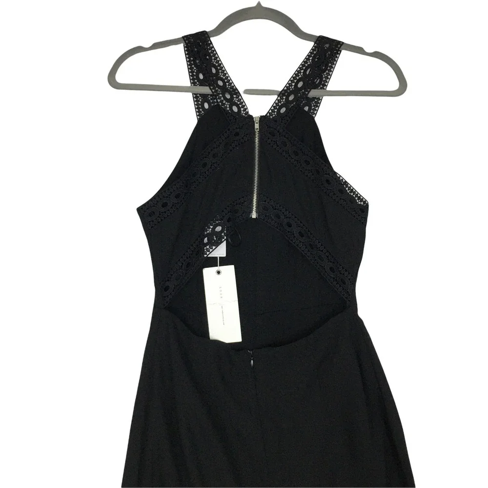 New Lush Lace Trim Black Jumpsuit Size Small - Picture 8 of 13